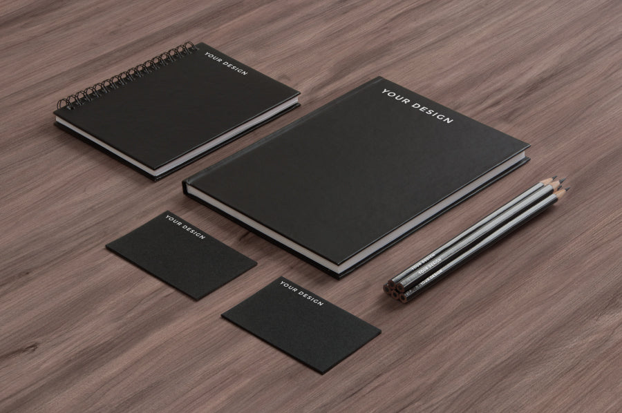 Black and Classic Branding Stationery PSD Mockup