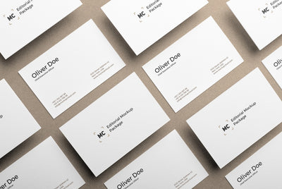Editorial Mockup Set with Stationery Items Like Business Cards and A4 Paper