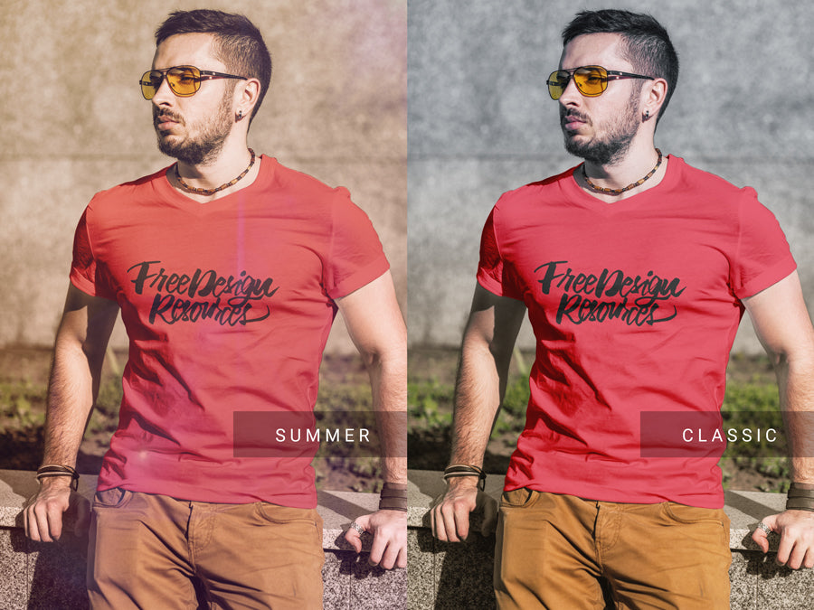 Man with Sunglasses Wearing T-Shirt PSD Fashion Mockup