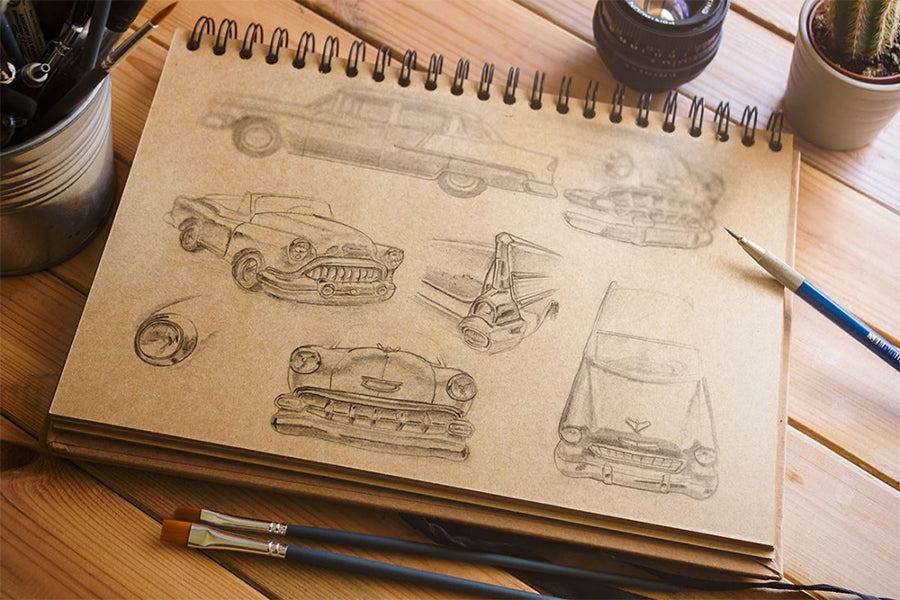 Artistic Set of Cardboard Sketchbook Mockup