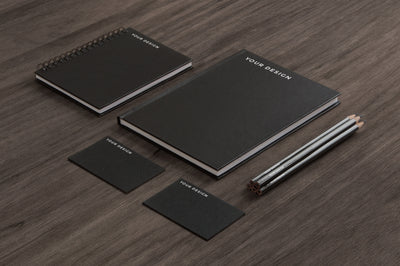 Black and Classic Branding Stationery PSD Mockup
