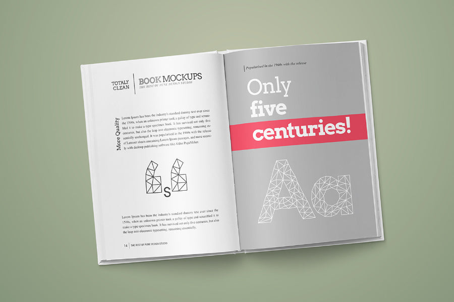 Set of 2 Hardcover Book Mockups Cover and Inner Pages