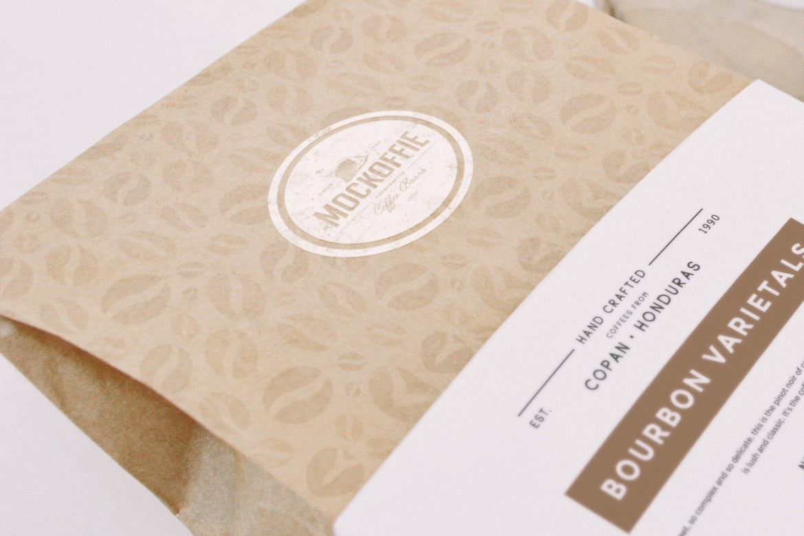 Coffee Bag and Cup Perspective Top View (Mockup)