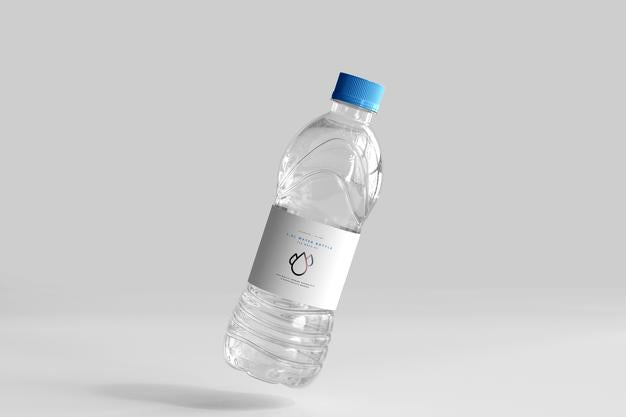 Mineral water in a clear glass bottle mockup Stock Photo by Rawpixel