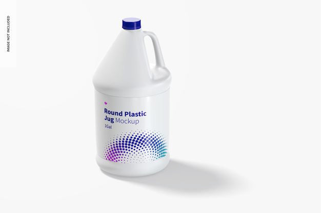 1 Gal Round Plastic Jug Mockup Psd