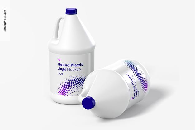 1 Gal Round Plastic Jugs Mockup Psd