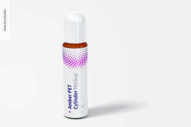 1 Oz Amber Pet Bottle Mockup Psd