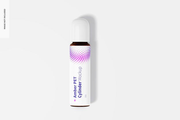 1 Oz Amber Pet Bottle Mockup, Top View Psd