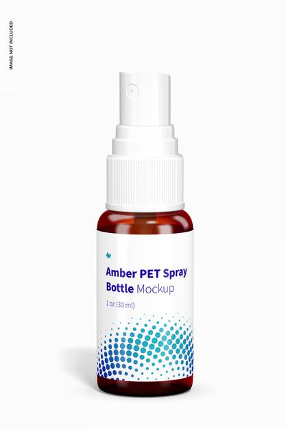 1 Oz Amber Pet Spray Bottle Mockup Psd