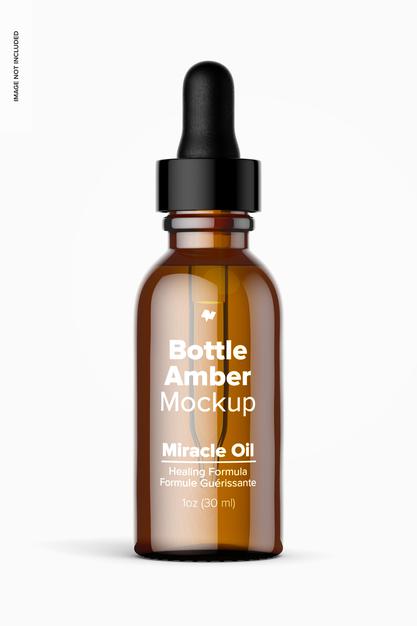 1 Oz Bottle (Amber) Mockup Psd