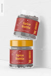1 Oz Clear Pet Spice Bottle Mockup, Stacked Psd
