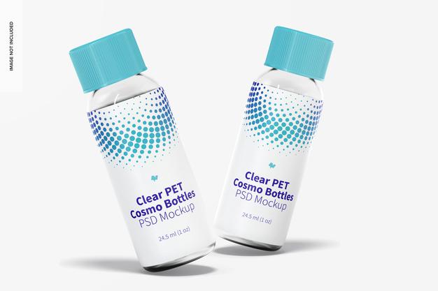 1 Oz Pet Cosmo Round Bottles Mockup Psd