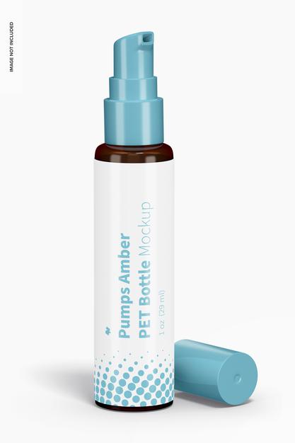 1 Oz Pumps Amber Pet Bottle Mockup Psd
