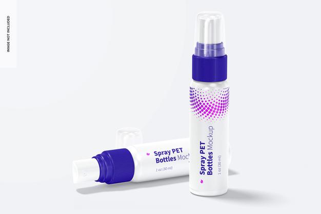 1 Oz Spray Pet Bottle Mockup, Dropped Psd
