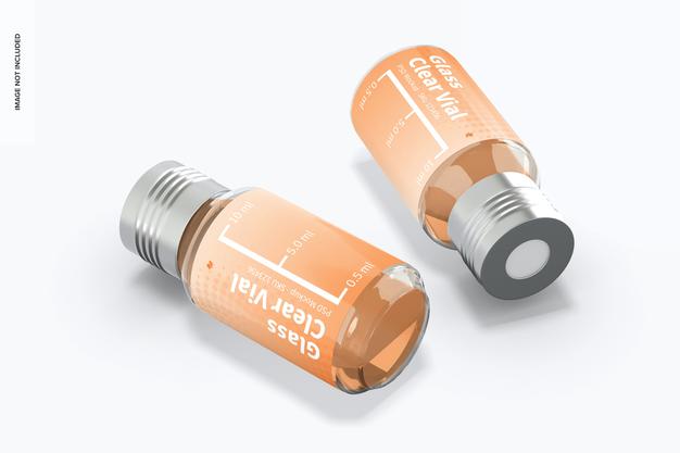 10 Ml Glass Clear Vial Mockup Psd