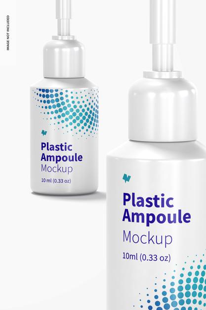10 Ml Plastic Ampoules Mockup, Close Up Psd