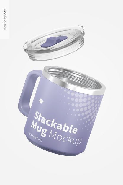 10 Oz Stackable Mug Mockup, Floating Psd