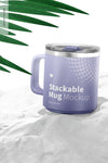 10 Oz Stackable Mug Mockup, Perspective Psd