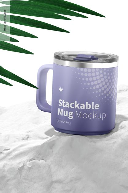 10 Oz Stackable Mug Mockup, Perspective Psd