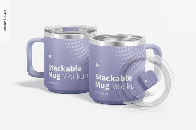 10 Oz Stackable Mugs Mockup Psd