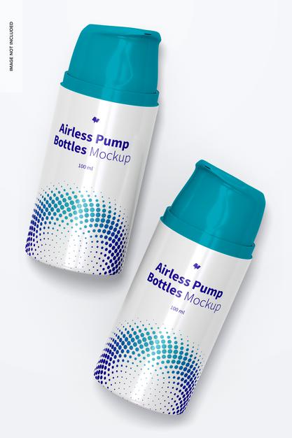 100 Ml Airless Pump Bottle Mockup, Top View Psd