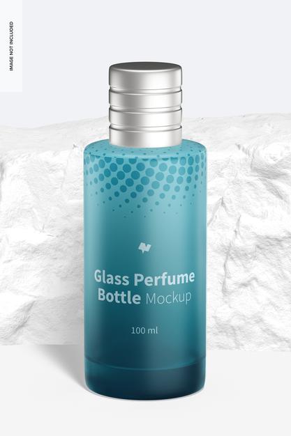 100 Ml Glass Perfume Bottle Mockup, Front View Psd