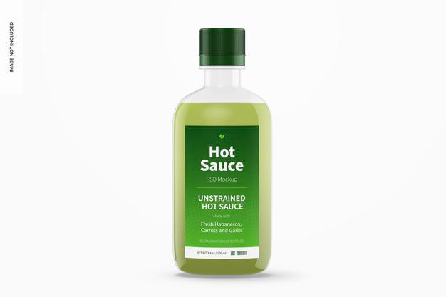 100 Ml Hot Sauce Bottle Mockup Front View Psd
