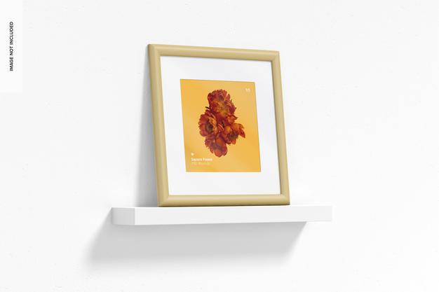 1:1 Square Frame Mockup, Leaned Psd