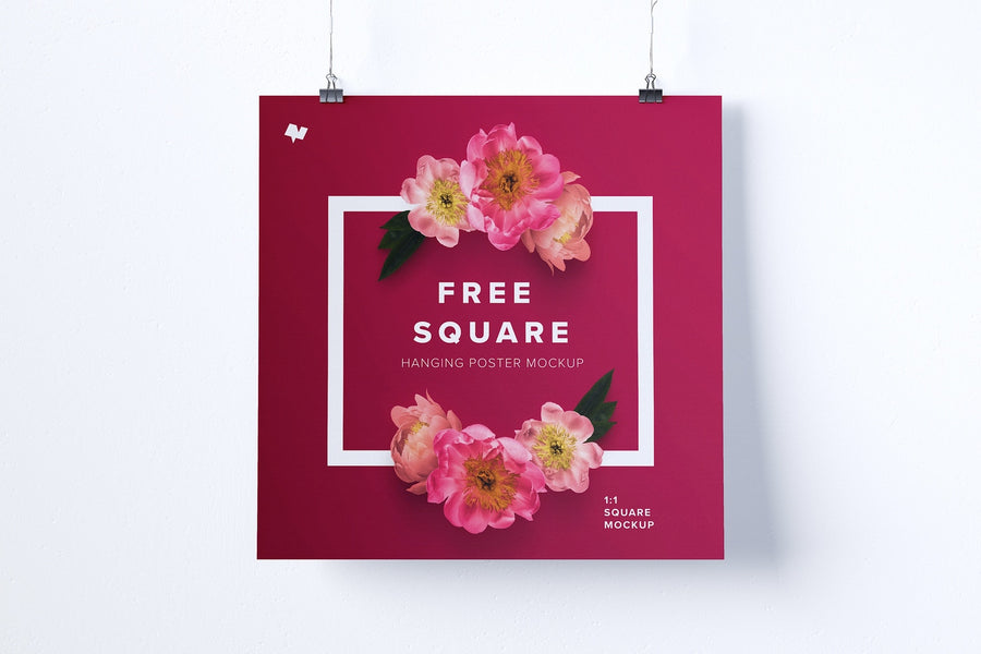 1:1 Square Hanging Poster Mockup