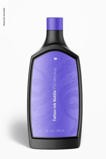 12.2 Oz Tattoo Ink Bottle Mockup, Front View Psd