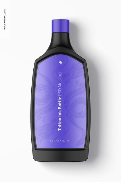 12.2 Oz Tattoo Ink Bottle Mockup, Top View Psd