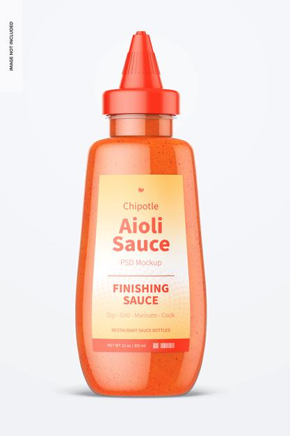 12 Oz Chipotle Aioli Sauce Bottle Mockup Psd