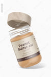 12 Oz Clear Pet Peanut Butter Jar Mockup, Leaned Psd