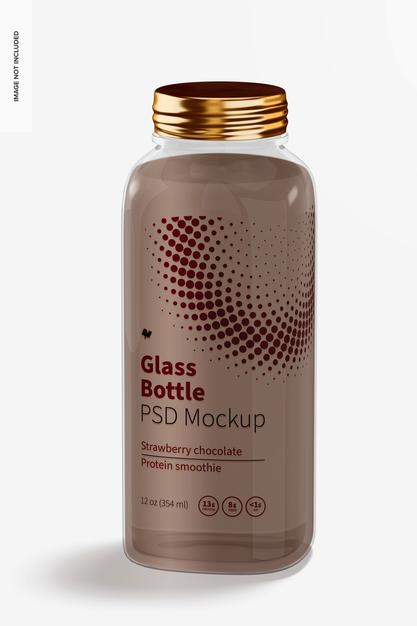 12 Oz Glass Bottle Mockup, Front View Psd