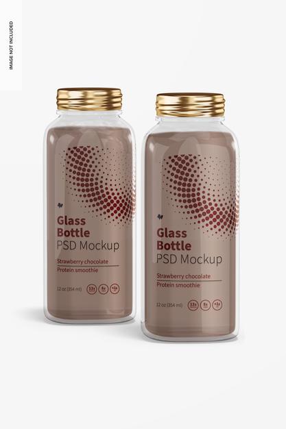 12 Oz Glass Bottles Mockup Psd