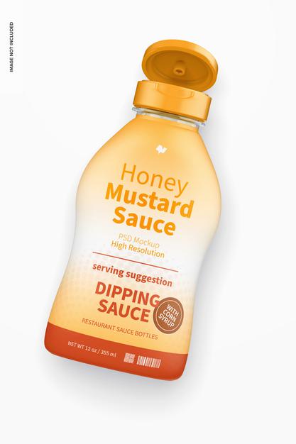 12 Oz Honey Mustard Sauce Bottle Mockup Psd
