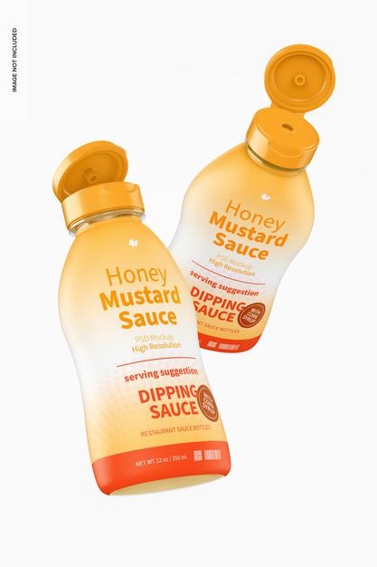 12 Oz Honey Mustard Sauce Bottle Mockup Psd