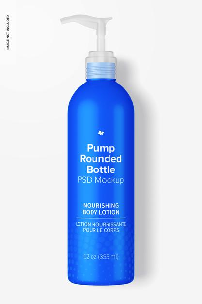 12 Oz Pump Rounded Bottle 02 Mockup Psd