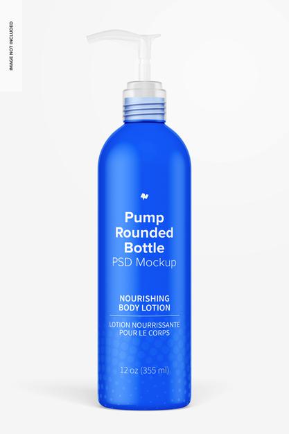 12 Oz Pump Rounded Bottle 02 Mockup Psd