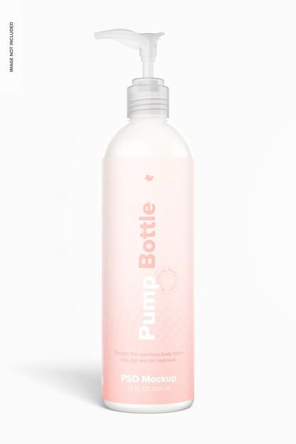 12 Oz Pump Rounded Bottle Mockup Psd