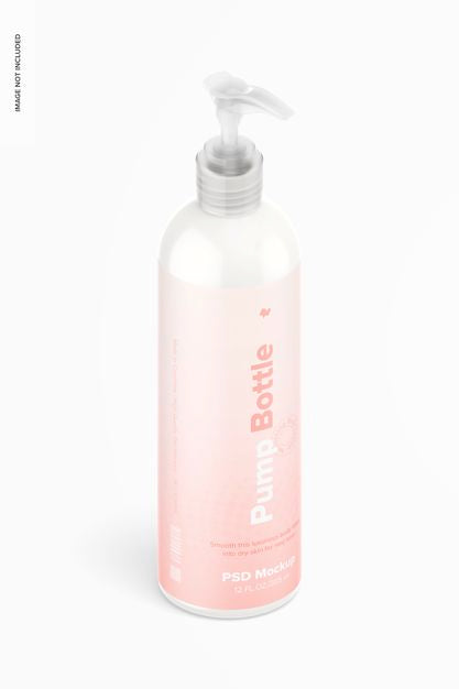 12 Oz Pump Rounded Bottle Mockup Psd