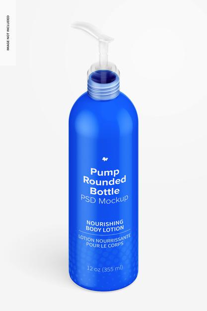 12 Oz Pump Rounded Bottle Mockup Psd