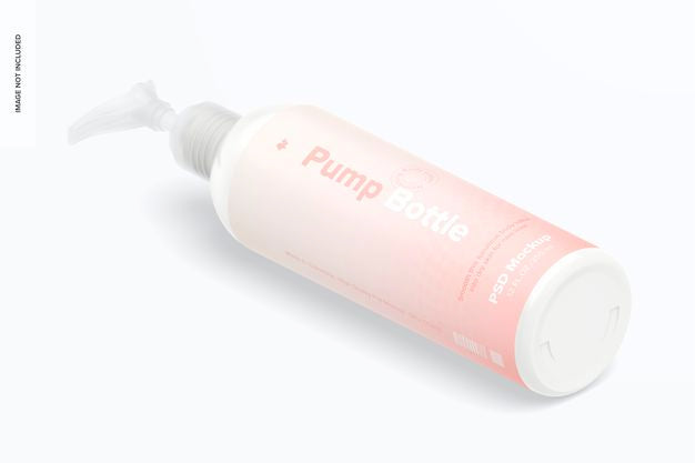 12 Oz Pump Rounded Bottle Mockup Psd