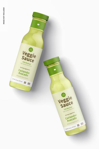 12 Oz Veggie Sauce Bottle Mockup Psd