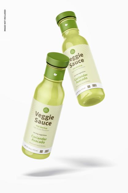 12 Oz Veggie Sauce Bottle Mockup Psd