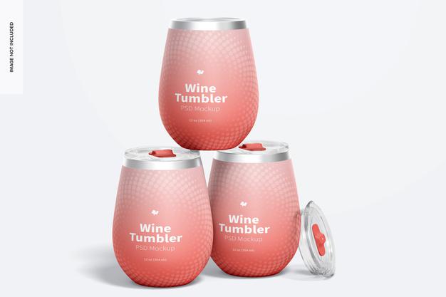 12 Oz Wine Tumblers Mockup Psd