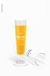 14 Oz Glass Beer Cups Mockup, Dropped Psd