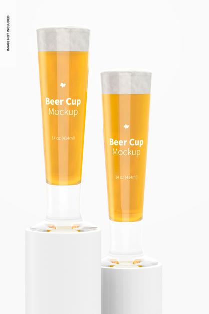 14 Oz Glass Beer Cups Mockup Psd