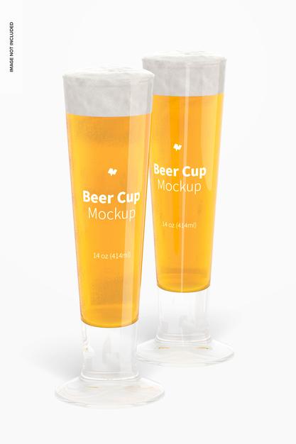 14 Oz Glass Beer Cups Mockup Psd