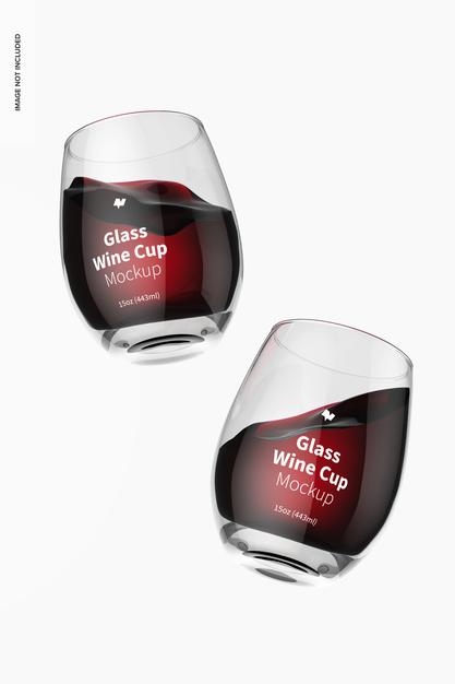 15 Oz Glass Wine Cups Mockup Psd
